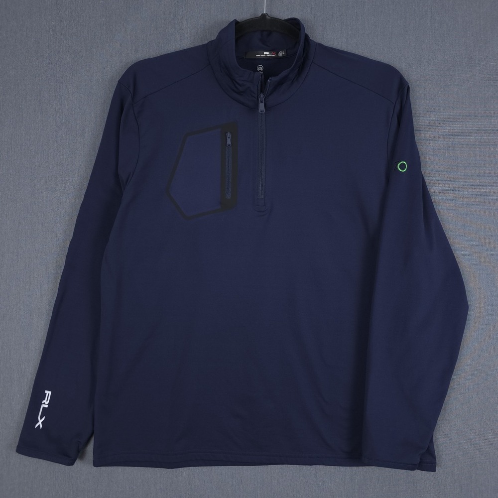 Ralph Lauren RLX 1/4 Zip Golf Pullover Mens XL Blue Long Sleeve Wicking Stretch